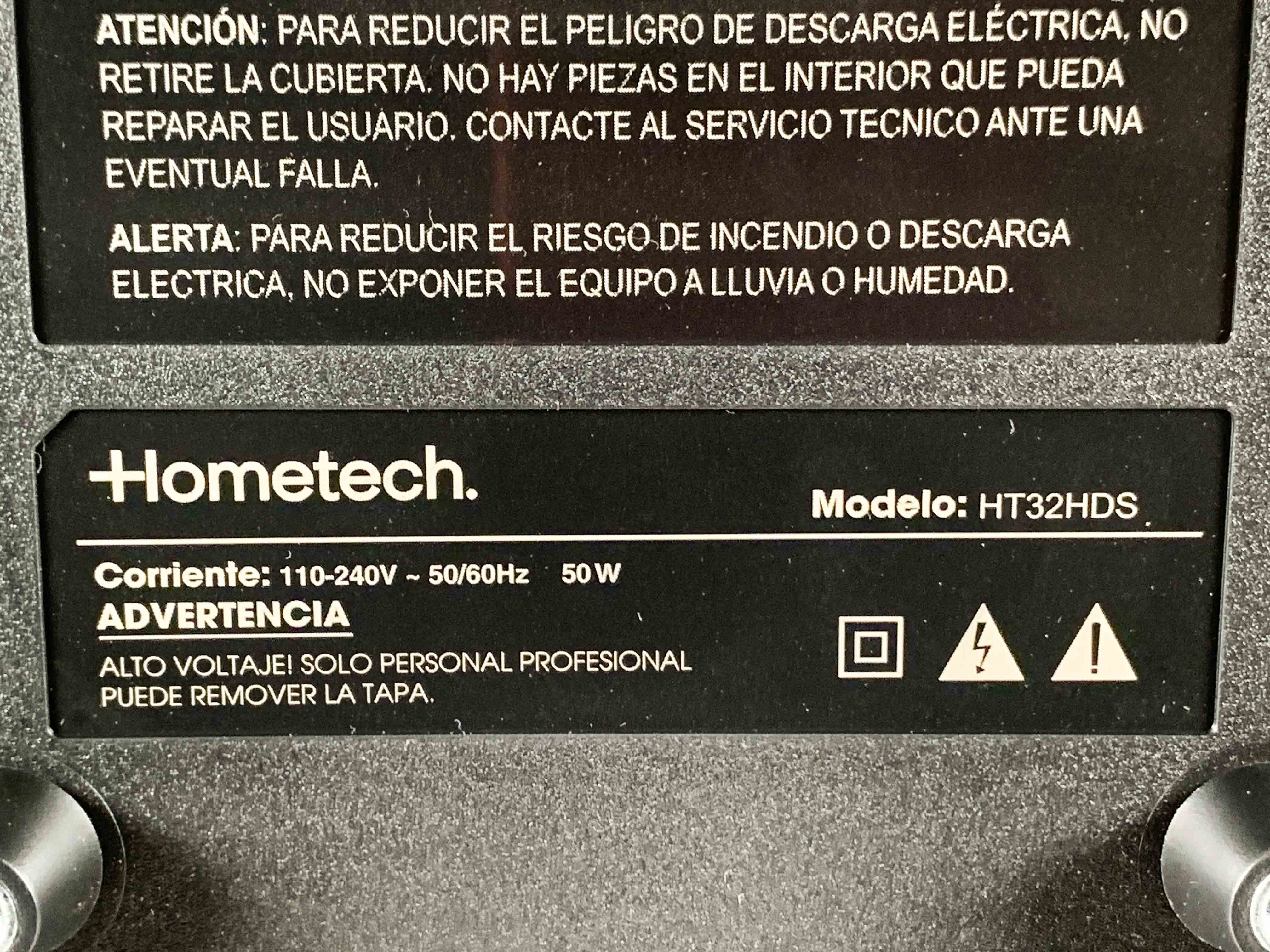 Smart tv HOMETECH ht32hds con control y base, pequeña mancha en la