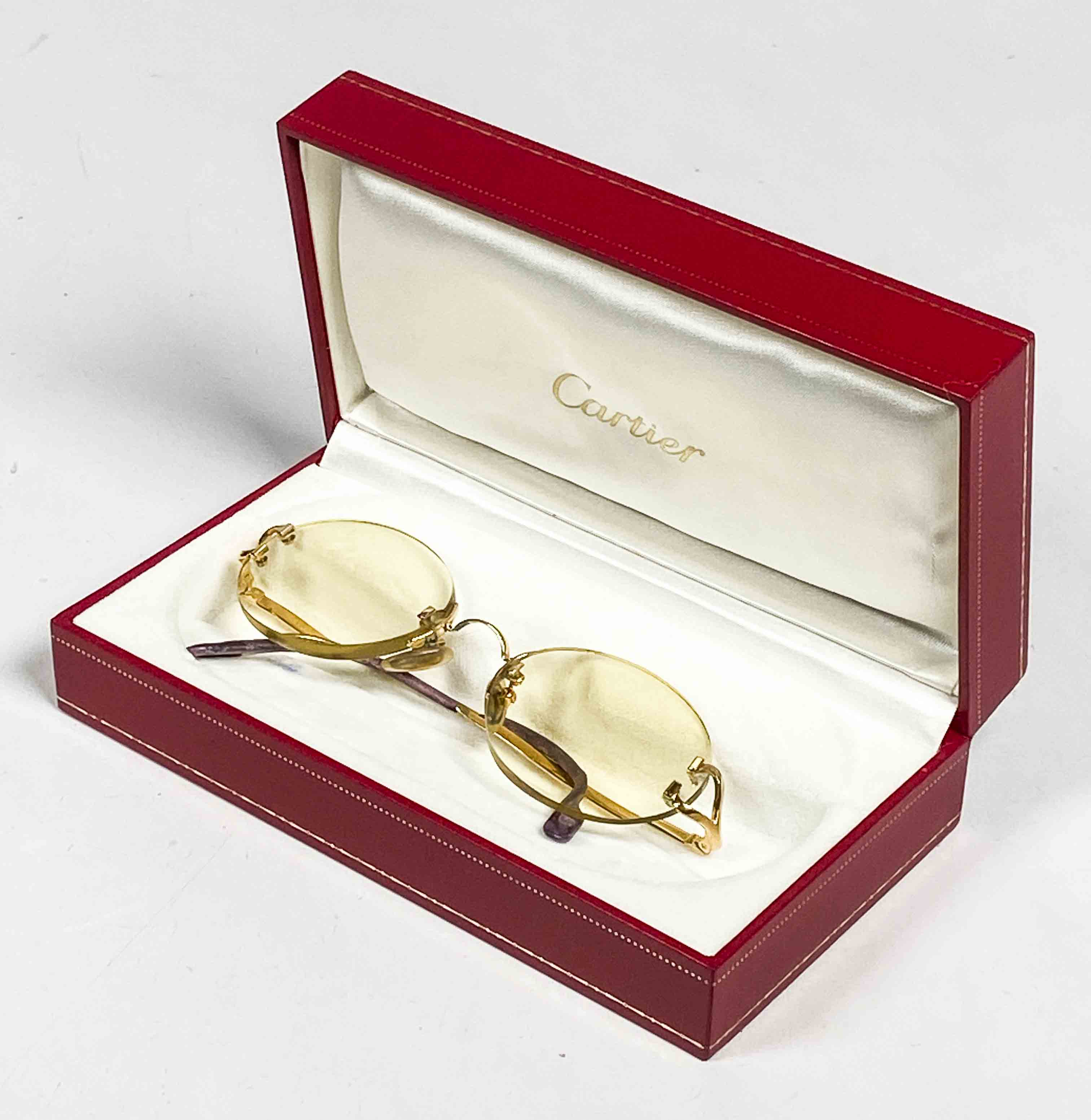 Par de lentes de aumento CARTIER franceses enchapados con