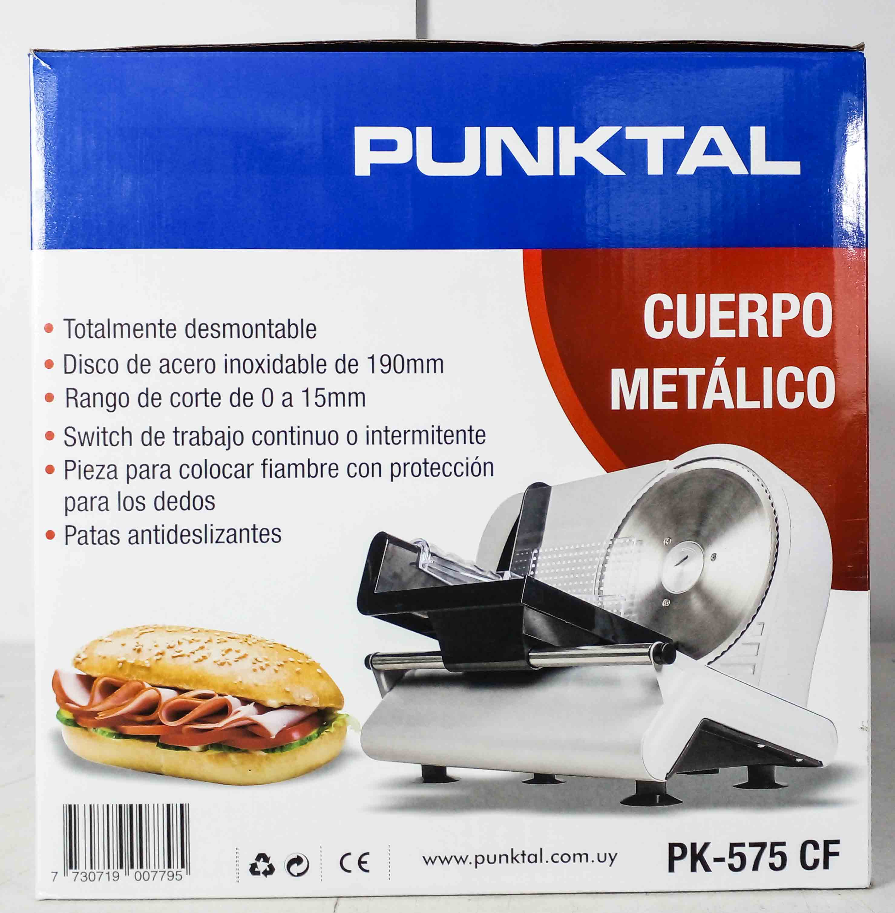 Cortadora Fiambre PUNKTAL 120W Disco de 190mm Corte de 0 a 15mm