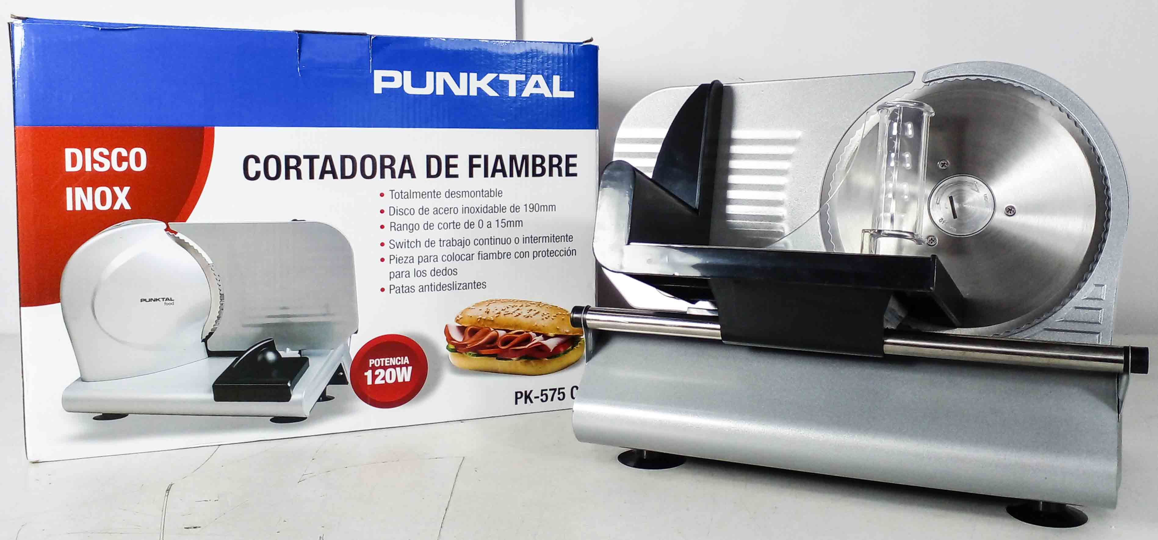 Cortadora Fiambre PUNKTAL 120W Disco de 190mm Corte de 0 a 15mm